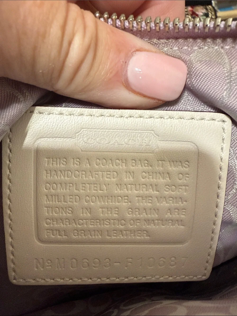 Rare y2k Coach Lavender Pebbled Leather Crossbody with White Trim